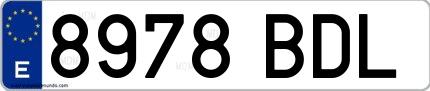 Ejemplo de matrícula española 8978 BDL