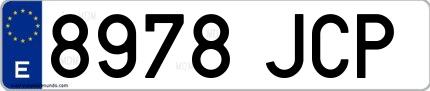 Ejemplo de matrícula española 8978 JCP
