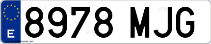 Ejemplo de matrícula de coche ordinaria 8978 MJG