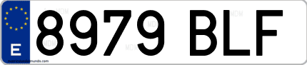 Ejemplo de matrícula de coche ordinaria 8979 BLF