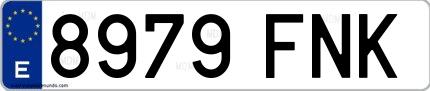 Ejemplo de matrícula española 8979 FNK