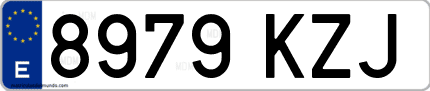 Ejemplo de matrícula de coche ordinaria 8979 KZJ