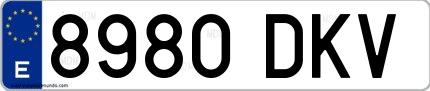Ejemplo de matrícula española 8980 DKV