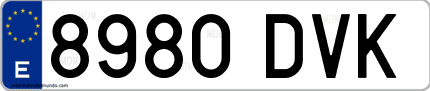 Ejemplo de matrícula de coche ordinaria 8980 DVK