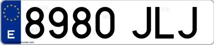 Ejemplo de matrícula española 8980 JLJ