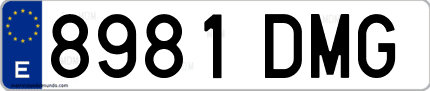 Ejemplo de matrícula de coche ordinaria 8981 DMG