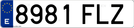 Ejemplo de matrícula de coche ordinaria 8981 FLZ