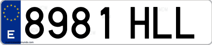 Ejemplo de matrícula de coche ordinaria 8981 HLL