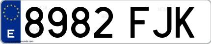 Ejemplo de matrícula española 8982 FJK