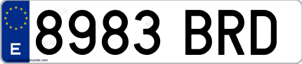 Ejemplo de matrícula de coche ordinaria 8983 BRD