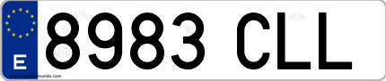 Ejemplo de matrícula de coche ordinaria 8983 CLL