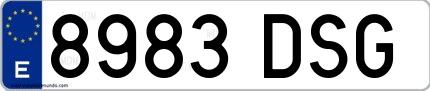 Ejemplo de matrícula española 8983 DSG