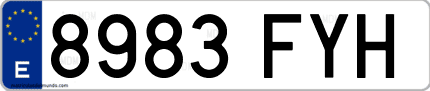 Ejemplo de matrícula de coche ordinaria 8983 FYH