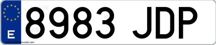 Ejemplo de matrícula española 8983 JDP