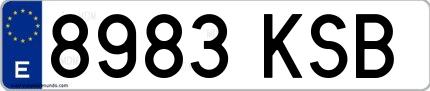 Ejemplo de matrícula española 8983 KSB