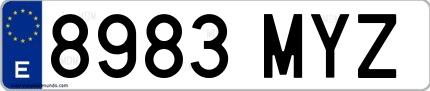 Ejemplo de matrícula española 8983 MYZ