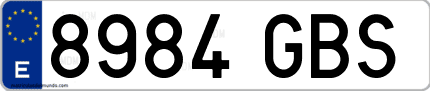Ejemplo de matrícula de coche ordinaria 8984 GBS