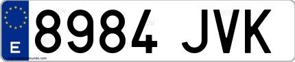 Ejemplo de matrícula española 8984 JVK