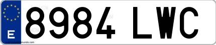 Ejemplo de matrícula española 8984 LWC