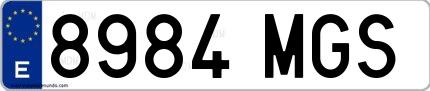 Ejemplo de matrícula española 8984 MGS