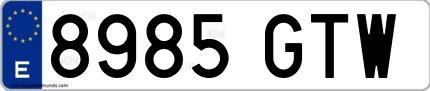Ejemplo de matrícula española 8985 GTW