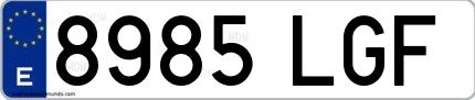 Ejemplo de matrícula española 8985 LGF