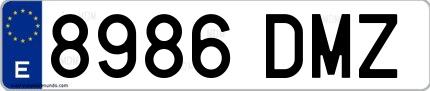 Ejemplo de matrícula española 8986 DMZ