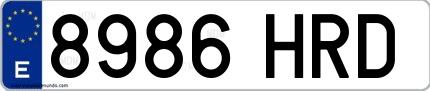 Ejemplo de matrícula española 8986 HRD