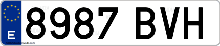 Ejemplo de matrícula de coche ordinaria 8987 BVH