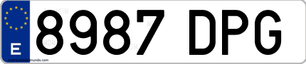 Ejemplo de matrícula de coche ordinaria 8987 DPG
