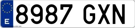 Ejemplo de matrícula española 8987 GXN