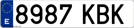 Ejemplo de matrícula de coche ordinaria 8987 KBK