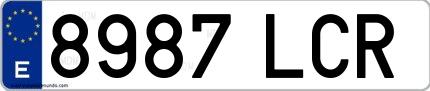 Ejemplo de matrícula española 8987 LCR