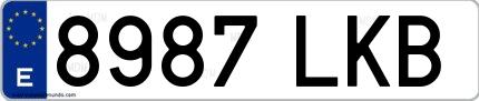 Ejemplo de matrícula española 8987 LKB