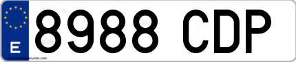 Ejemplo de matrícula de coche ordinaria 8988 CDP