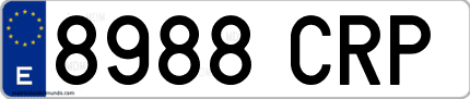 Ejemplo de matrícula de coche ordinaria 8988 CRP