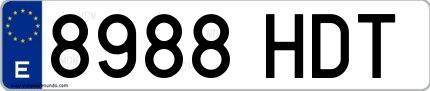 Ejemplo de matrícula española 8988 HDT