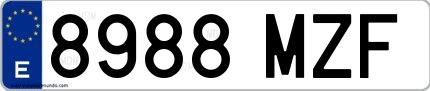 Ejemplo de matrícula española 8988 MZF