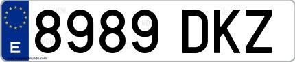 Ejemplo de matrícula española 8989 DKZ