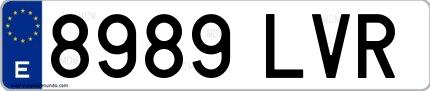 Ejemplo de matrícula española 8989 LVR