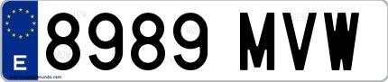 Ejemplo de matrícula española 8989 MVW