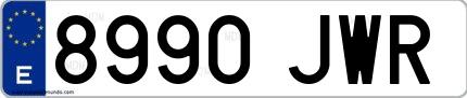 Ejemplo de matrícula española 8990 JWR