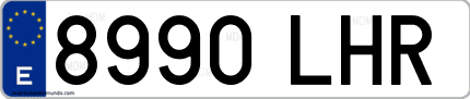 Ejemplo de matrícula de coche ordinaria 8990 LHR