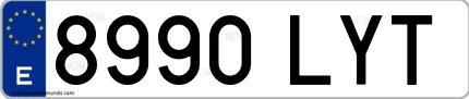 Ejemplo de matrícula española 8990 LYT