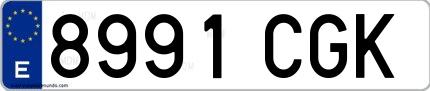 Ejemplo de matrícula española 8991 CGK