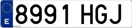 Ejemplo de matrícula española 8991 HGJ