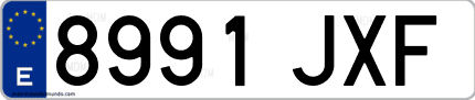 Ejemplo de matrícula de coche ordinaria 8991 JXF
