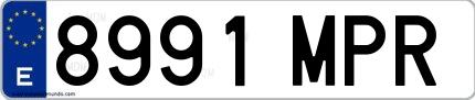 Ejemplo de matrícula española 8991 MPR