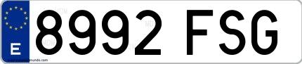 Ejemplo de matrícula española 8992 FSG