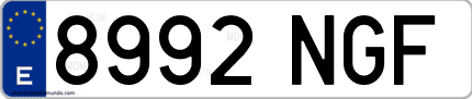 Ejemplo de matrícula de coche ordinaria 8992 NGF